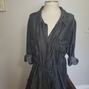 Soft Surroundings Dark Denim 2X Tencel Shirt Dress